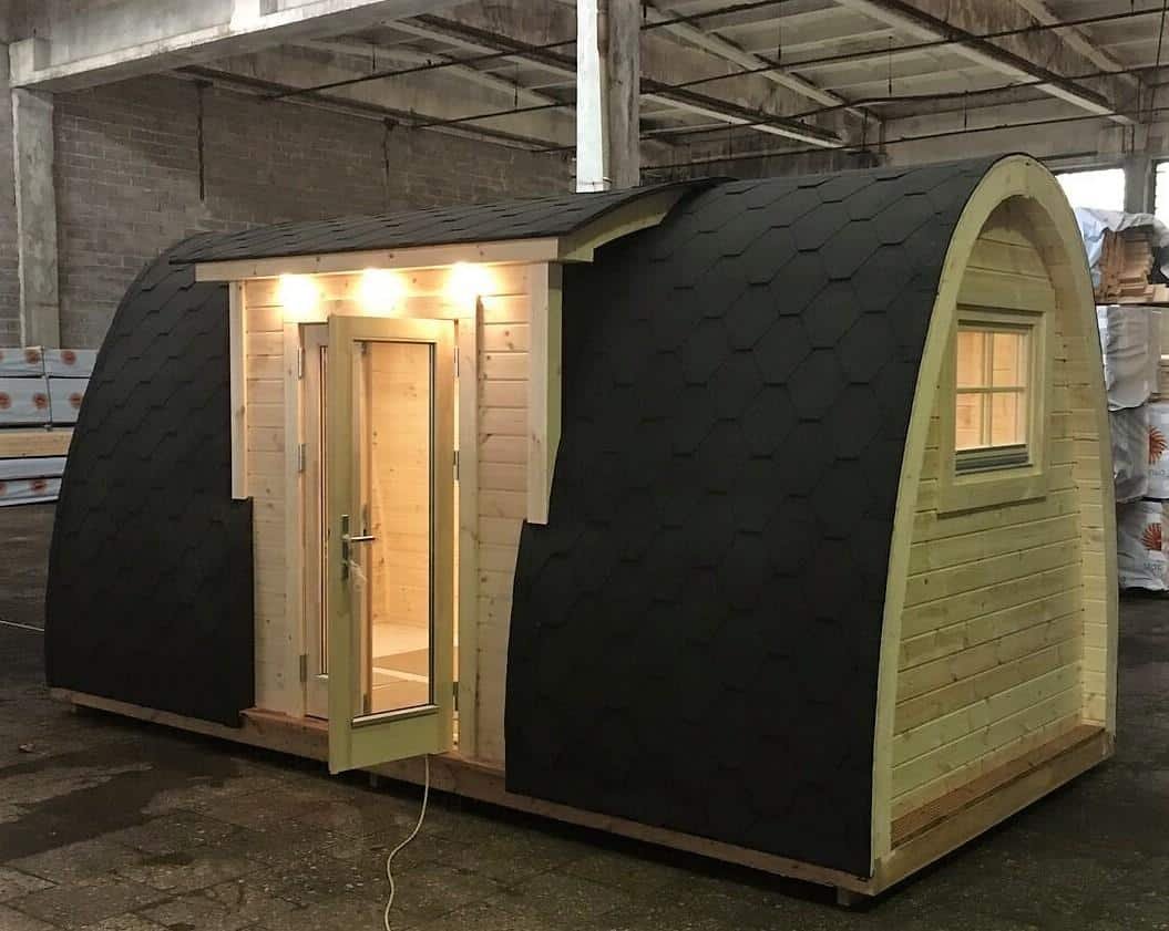 Camping pod for sale in Canada & the USA. Glamping pod for sale with side entrance4,8 m