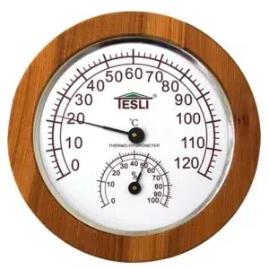 TESLI LARGE Sauna Thermometer | Hydrometer with Thermowood Frame